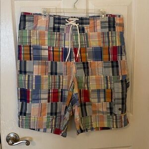 Tommy Hilfiger Madras Shorts Plaid Patch XL NWT!